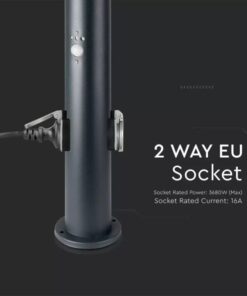 Επιδαπέδιο φωτιστικό κήπου E27 IP44 Stainless + PC με Γκρι σώμα 60cm με ανιχνευτή κίνησης και δύο πρίζες V-TAC – 8976