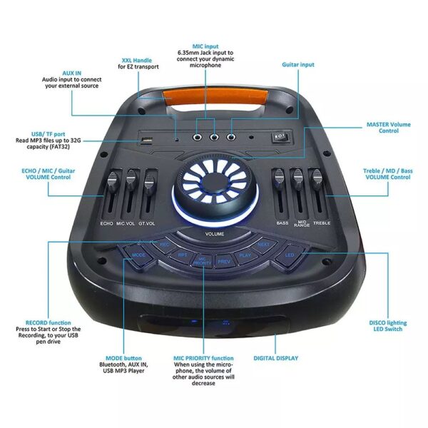 Φορητό Ασύρματο Ηχείο Bluetooth 40W με Μικρόφωνο V-TAC – 8980