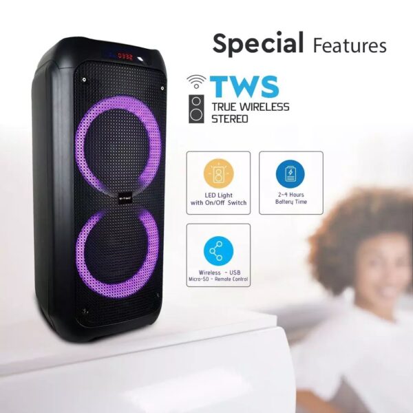Φορητό Ασύρματο Ηχείο Bluetooth 40W με Μικρόφωνο V-TAC – 8980