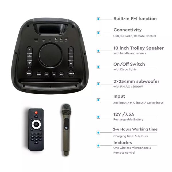 Φορητό Ασύρματο Ηχείο Bluetooth 100W με Ασύρματο Μικρόφωνο V-TAC – 8982