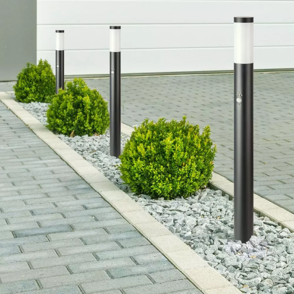 Επιδαπέδιο φωτιστικό κήπου E27 IP44 Stainless + PC με Μαύρο σώμα 110cm με ανιχνευτή κίνησης V-TAC – 8983