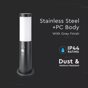 Επιδαπέδιο φωτιστικό κήπου E27 IP44 Stainless + PC με Μαύρο σώμα 45cm με ανιχνευτή κίνησης V-TAC – 8985