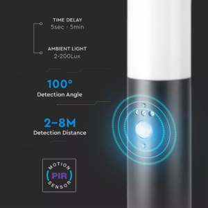 Επιδαπέδιο φωτιστικό κήπου E27 IP44 Stainless + PC με Μαύρο σώμα 45cm με ανιχνευτή κίνησης V-TAC – 8985