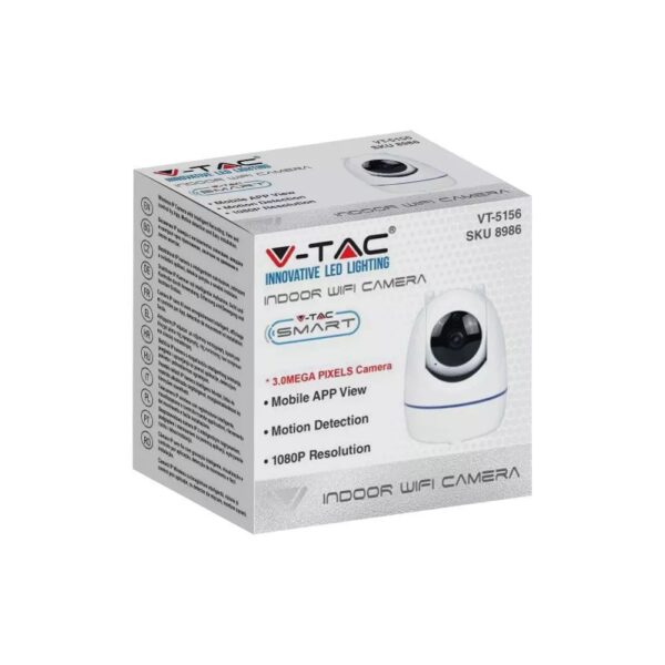 1080P IP Wi-Fi Camera 3MP Περιστρεφόμενη με Αυτόματη Παρακολούθηση και Νυχτερινή Λήψη IP20 V-TAC – 8986