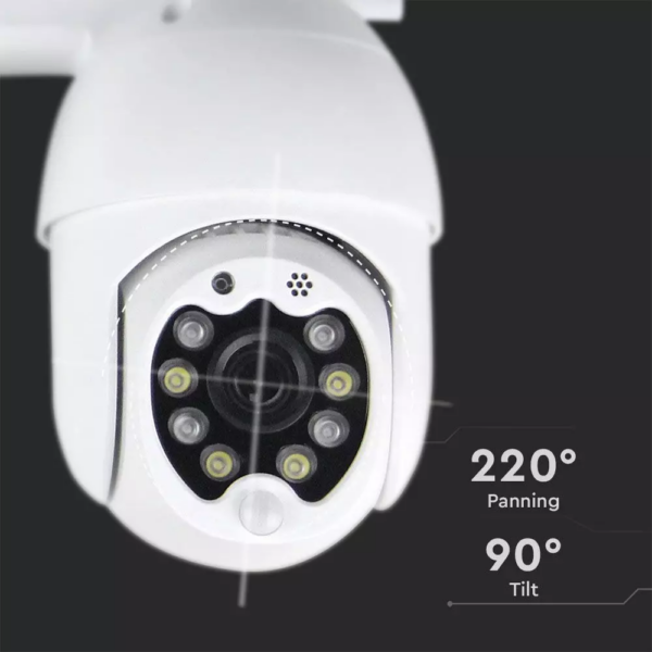 Camera WiFi εξωτερικού χώρου IP 3MP με ανίχνευση κίνησης & ήχου, λειτουργία Auto-Track με 8 φωτάκια LED V-TAC – 8988