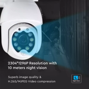 Camera WiFi εξωτερικού χώρου IP 3MP με ανίχνευση κίνησης & ήχου, λειτουργία Auto-Track με 8 φωτάκια LED V-TAC – 8988