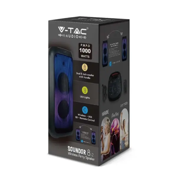 Φορητό Ασύρματο Ηχείο Bluetooth 40W με Μικρόφωνο V-TAC – 8990