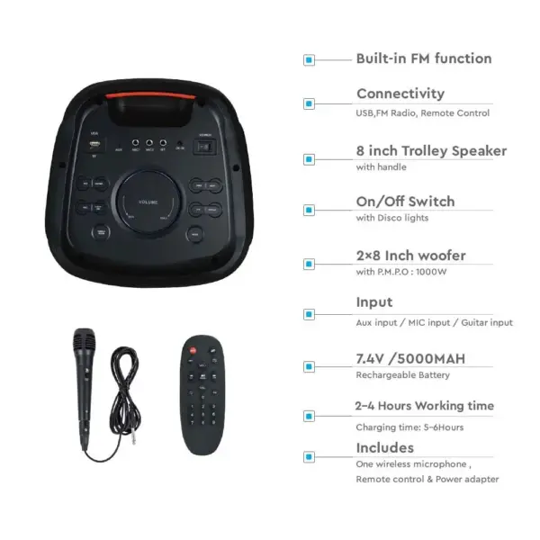 Φορητό Ασύρματο Ηχείο Bluetooth 40W με Μικρόφωνο V-TAC – 8990