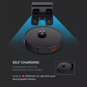 Έξυπνη σκούπα χρώμα μαύρο, συμβατή με Amazon Alexa και Google Home V-TAC – 8992