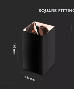 Επιφανειακό φωτιστικό Spot GU10 με τετράγωνο μαύρο και ροζ χαλκό σώμα V-TAC – 8993