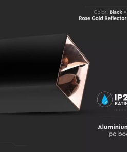 Επιφανειακό φωτιστικό Spot GU10 με τετράγωνο μαύρο και ροζ χαλκό σώμα V-TAC – 8993