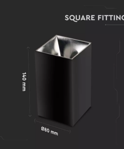 Επιφανειακό φωτιστικό Spot GU10 με τετράγωνο μαύρο και χρώμιο σώμα V-TAC – 8994