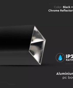 Επιφανειακό φωτιστικό Spot GU10 με τετράγωνο μαύρο και χρώμιο σώμα V-TAC – 8994