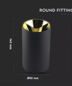 Επιφανειακό φωτιστικό Spot GU10 με στρογγυλό μαύρο και χρυσό σώμα V-TAC – 8996