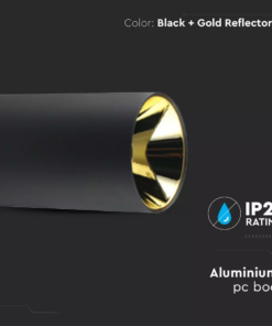 Επιφανειακό φωτιστικό Spot GU10 με στρογγυλό μαύρο και χρυσό σώμα V-TAC – 8996