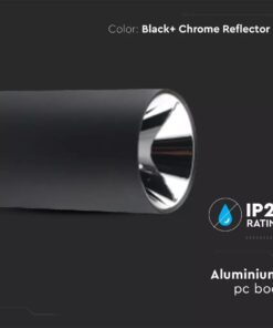 Επιφανειακό φωτιστικό Spot GU10 με στρογγυλό μαύρο και χρώμιο σώμα V-TAC – 8998