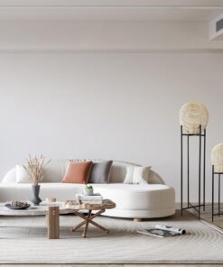 GloboStar® NERINA 02016 Boho Επιδαπέδιο Φωτιστικό Μονόφωτο 1 x E27 AC220-240V IP20 – Φ40 x Υ160cm – Μαύρο Μεταλλικό με Μπεζ Ρατάν Καπέλο Πλέγμα – 5 Χρόνια Εγγύηση