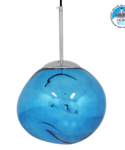 GloboStar® DIXAR 01463 Μοντέρνο Κρεμαστό Φωτιστικό Οροφής Μονόφωτο 1 x E27 Γυάλινο Μπλε Φ28 x Υ40cm
