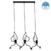GloboStar® LITTLE MAN 00980 SET Μοντέρνο Κρεμαστό Φωτιστικό Οροφής Τρίφωτο 3 x E27 Μαύρο Μεταλλικό Μ70 x Π10 x Υ105cm