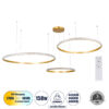 GloboStar® DIAMOND TRIO 61147 Κρεμαστό Φωτιστικό Δαχτυλίδι-Κύκλος LED CCT 150W 18379lm 360° AC 220-240V – Εναλλαγή Φωτισμού μέσω Τηλεχειριστηρίου All In One Ψυχρό 6000k+Φυσικό 4500k+Θερμό 2700k Dimmable Φ60+80+100cm – Χρυσό Βούρτσας – 3 Years Warranty