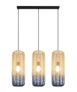 ΦΩΤΙΣΤΙΚΟ ΚΡΕΜΑΣΤΟ ΤΡΙΦΩΤΟ Ε27 RATTAN ΑΣΠΡΟ ΓΑΛΑΖΙΟ EUROLAMP – 144-33030