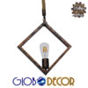 GloboStar® ALCO 01023 Vintage Industrial Κρεμαστό Φωτιστικό Οροφής Μονόφωτο 1 x E27 Καφέ Σκουριά Μεταλλικό με Μπεζ Σχοινί Μ45 x Π10 x Υ45cm