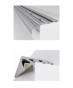 GloboStar® 70841-2M Προφίλ Αλουμινίου για Σκαλοπάτια Μαύρο με Λευκό Οπάλ Κάλυμμα για 1 Σειρά Ταινίας LED Πατητό – Press On 2 Μέτρα