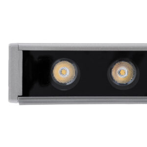GloboStar® WASHER-FAIA 90186 Μπάρα Φωτισμού Wall Washer με Αντιθαμβωτική Γρίλια LED 24W 2040lm 15° DC 24V Αδιάβροχο IP65 L100 x W4 x H5.5cm Θερμό Λευκό 2700K – Ασημί – 3 Years Warranty