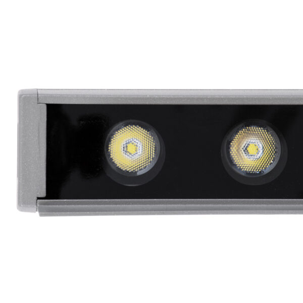 GloboStar® WASHER-FAIA 90188 Μπάρα Φωτισμού Wall Washer με Αντιθαμβωτική Γρίλια LED 24W 2400lm 15° DC 24V Αδιάβροχο IP65 L100 x W4 x H5.5cm Ψυχρό Λευκό 6000K – Ασημί – 3 Years Warranty