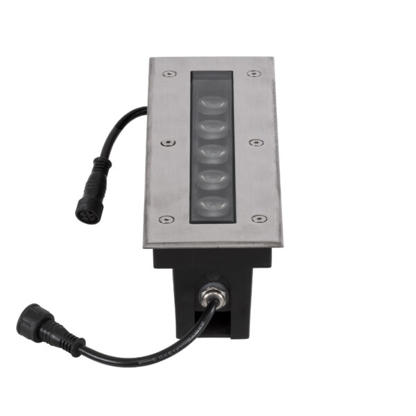 GloboStar® UNDERGROUND-REMVI 90191 Χωνευτό Φωτιστικό Wall Washer Δαπέδου LED 9W 765lm 10° DC 24V Αδιάβροχο IP68 L30 x W9 x H8.5cm RGBW DMX512 – Ανοξείδωτο Ατσάλι – 3 Years Warranty