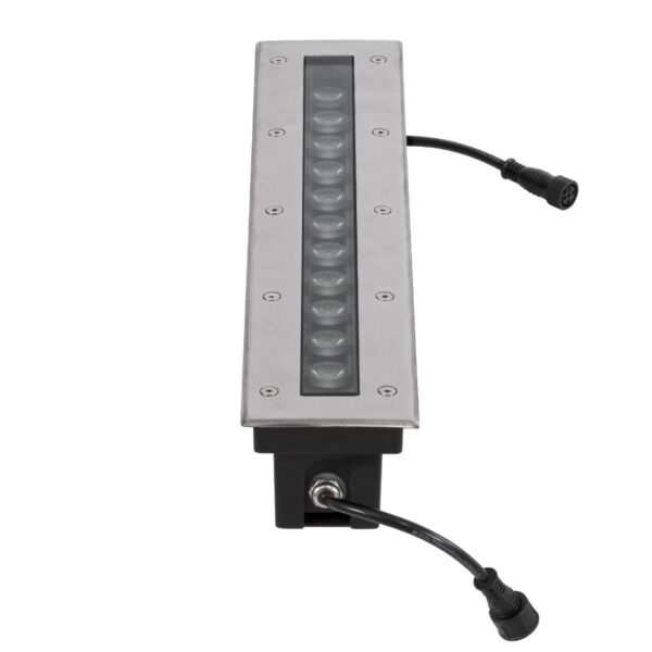 GloboStar® UNDERGROUND-REMVI 90193 Χωνευτό Φωτιστικό Wall Washer Δαπέδου LED 12W 1020lm 10° DC 24V Αδιάβροχο IP68 L50 x W9 x H7.2cm RGBW DMX512 – Ανοξείδωτο Ατσάλι – 3 Years Warranty