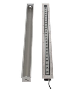 GloboStar® UNDERGROUND-PASSAGGIO 90196 Χωνευτό Φωτιστικό Wall Washer Δαπέδου LED 24W 2160lm 10° DC 24V Αδιάβροχο IP68 με Ρυθμιζόμενη Γωνία Φωτισμού L108 x W9 x H7.5cm Θερμό Λευκό 2700K – Ανοξείδωτο Ατσάλι – 3 Years Warranty