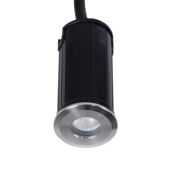 GloboStar® UNDERGROUND-GENA 90199 Χωνευτό Φωτιστικό Σποτ Δαπέδου LED 1W 80lm 5° DC 24V Αδιάβροχο IP68 Φ3 x Υ6cm Μπλε – Ανοξείδωτο Ατσάλι – 3 Years Warranty