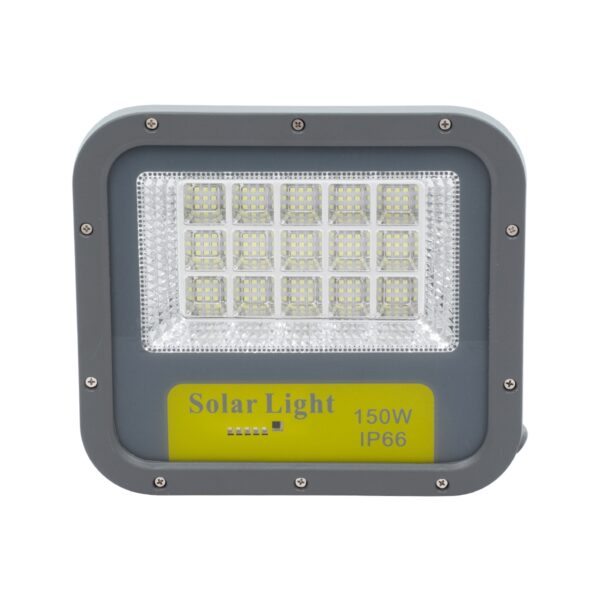 GloboStar® 90205 Αυτόνομος Ηλιακός Προβολέας LED SUPREME Series SMD 150W 15000lm με Ενσωματωμένη Μπαταρία 15000mAh – Φωτοβολταϊκό Πάνελ με Αισθητήρα Ημέρας-Νύχτας και Ασύρματο Χειριστήριο RF 2.4Ghz Αδιάβροχος IP66 Ψυχρό Λευκό 6000K