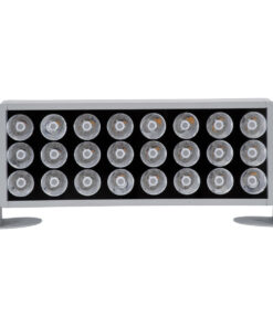 GloboStar® FLOOD-ZENA 90219 Προβολέας Wall Washer για Φωτισμό Κτιρίων LED 60W 5400lm 3° DC 24V Αδιάβροχο IP65 L37 x W9 x H26.5cm Θερμό Λευκό 2700K – Ασημί – 3 Years Warranty