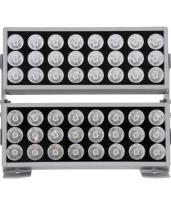 GloboStar® FLOOD-ZENA 90220 Προβολέας Wall Washer για Φωτισμό Κτιρίων LED 120W 10800lm 3° DC 24V Αδιάβροχο IP65 L38 x W30.5 x H24cm Θερμό Λευκό 2700K – Ασημί – 3 Years Warranty