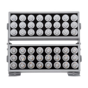 GloboStar® FLOOD-ZENA 90220 Προβολέας Wall Washer για Φωτισμό Κτιρίων LED 120W 10800lm 3° DC 24V Αδιάβροχο IP65 L38 x W30.5 x H24cm Θερμό Λευκό 2700K – Ασημί – 3 Years Warranty