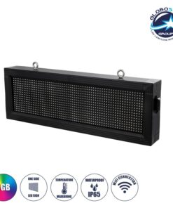 GloboStar® DISPLAY 90267 LED Scrolling Display 64x16cm – Κυλιόμενη Ψηφιακή Πινακίδα / Επιγραφή Μονής Όψης P10 LED SMD AC 220-240V – Λειτουργία μέσω Wi-Fi με Εφαρμογή APP – Αισθήτηρας Θερμοκρασίας και Υγρασίας – Αδιάβροχο IP65 – Μ72 x Π9 x Υ24cm – RGB – 1 Χρόνο Εγγύηση