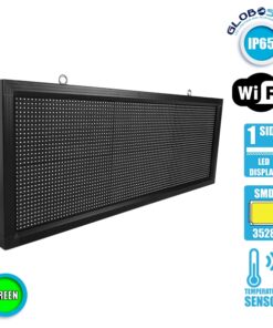 Αδιάβροχη Κυλιόμενη Επιγραφή SMD LED 230V USB & WiFi Πράσινη Μονής Όψης 104x40cm GloboStar 90272