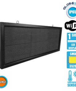 Αδιάβροχη Κυλιόμενη Επιγραφή SMD LED 230V USB & WiFi Πορτοκαλί Μονής Όψης 104x40cm GloboStar 90274