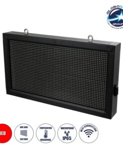 GloboStar® DISPLAY 90276 LED Scrolling Display 64x32cm – Κυλιόμενη Ψηφιακή Πινακίδα / Επιγραφή Μονής Όψης P10 LED SMD AC 220-240V – Λειτουργία μέσω Wi-Fi με Εφαρμογή APP – Αισθήτηρας Θερμοκρασίας και Υγρασίας – Αδιάβροχο IP65 – Μ72 x Π9 x Υ42.5cm – Κόκκινο – 1 Χρόνο Εγγύηση