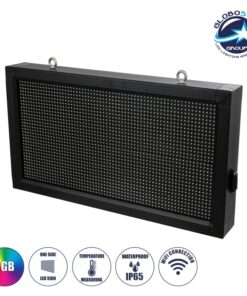 GloboStar® DISPLAY 90277 LED Scrolling Display 64x32cm – Κυλιόμενη Ψηφιακή Πινακίδα / Επιγραφή Μονής Όψης P10 LED SMD AC 220-240V – Λειτουργία μέσω Wi-Fi με Εφαρμογή APP – Αισθήτηρας Θερμοκρασίας και Υγρασίας – Αδιάβροχο IP65 – Μ72 x Π9 x Υ42.5cm – RGB – 1 Χρόνο Εγγύηση