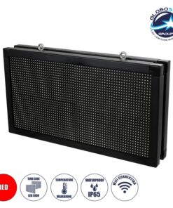 GloboStar® DISPLAY 90278 LED Scrolling Display 64x32cm – Κυλιόμενη Ψηφιακή Πινακίδα / Επιγραφή Διπλής Όψης P10 LED SMD AC 220-240V – Λειτουργία μέσω Wi-Fi με Εφαρμογή APP – Αισθήτηρας Θερμοκρασίας και Υγρασίας – Αδιάβροχο IP65 – Μ70 x Π11 x Υ38.5cm – Κόκκινο – 1 Χρόνο Εγγύηση