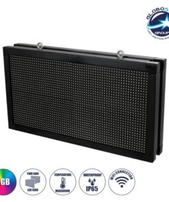 GloboStar® DISPLAY 90279 LED Scrolling Display 64x32cm – Κυλιόμενη Ψηφιακή Πινακίδα / Επιγραφή Διπλής Όψης P10 LED SMD AC 220-240V – Λειτουργία μέσω Wi-Fi με Εφαρμογή APP – Αισθήτηρας Θερμοκρασίας και Υγρασίας – Αδιάβροχο IP65 – Μ70 x Π11 x Υ38.5cm – RGB – 1 Χρόνο Εγγύηση