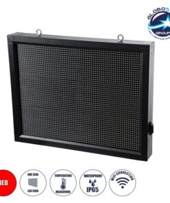 GloboStar® DISPLAY 90286 LED Scrolling Display 64x48cm – Κυλιόμενη Ψηφιακή Πινακίδα / Επιγραφή Μονής Όψης P10 LED SMD AC 220-240V – Λειτουργία μέσω Wi-Fi με Εφαρμογή APP – Αισθήτηρας Θερμοκρασίας και Υγρασίας – Αδιάβροχο IP65 – Μ72 x Π9 x Υ56cm – Κόκκινο – 1 Χρόνο Εγγύηση