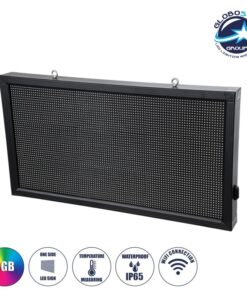 GloboStar® DISPLAY 90297 LED Scrolling Display 96x48cm – Κυλιόμενη Ψηφιακή Πινακίδα / Επιγραφή Μονής Όψης P10 LED SMD AC 220-240V – Λειτουργία μέσω Wi-Fi με Εφαρμογή APP – Αισθήτηρας Θερμοκρασίας και Υγρασίας – Αδιάβροχο IP65 – Μ104 x Π9 x Υ56cm – RGB – 1 Χρόνο Εγγύηση