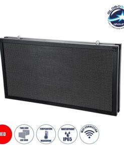 GloboStar® DISPLAY 90298 LED Scrolling Display 96x48cm – Κυλιόμενη Ψηφιακή Πινακίδα / Επιγραφή Διπλής Όψης P10 LED SMD AC 220-240V – Λειτουργία μέσω Wi-Fi με Εφαρμογή APP – Αισθήτηρας Θερμοκρασίας και Υγρασίας – Αδιάβροχο IP65 – Μ102 x Π11 x Υ54.5cm – Κόκκινο – 1 Χρόνο Εγγύηση