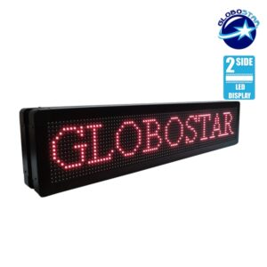 GloboStar® 90301 Κυλιόμενη Ψηφιακή Επιγραφή P10 LED SMD AC 220-240V με Wi-Fi – Αδιάβροχή IP65 – Διπλής Όψης – Μ104 x Π12 x Υ20cm Κόκκινο