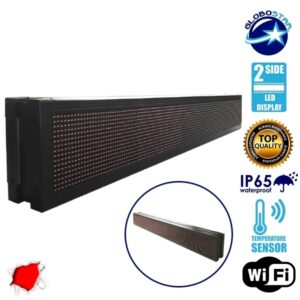 Αδιάβροχη Κυλιόμενη Επιγραφή LED 230V USB & WiFi Κόκκινη Διπλής Όψης 168x20cm GloboStar 90311