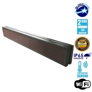 Αδιάβροχη Κυλιόμενη Επιγραφή LED 230V USB & WiFi Κόκκινη Διπλής Όψης 168x20cm GloboStar 90311